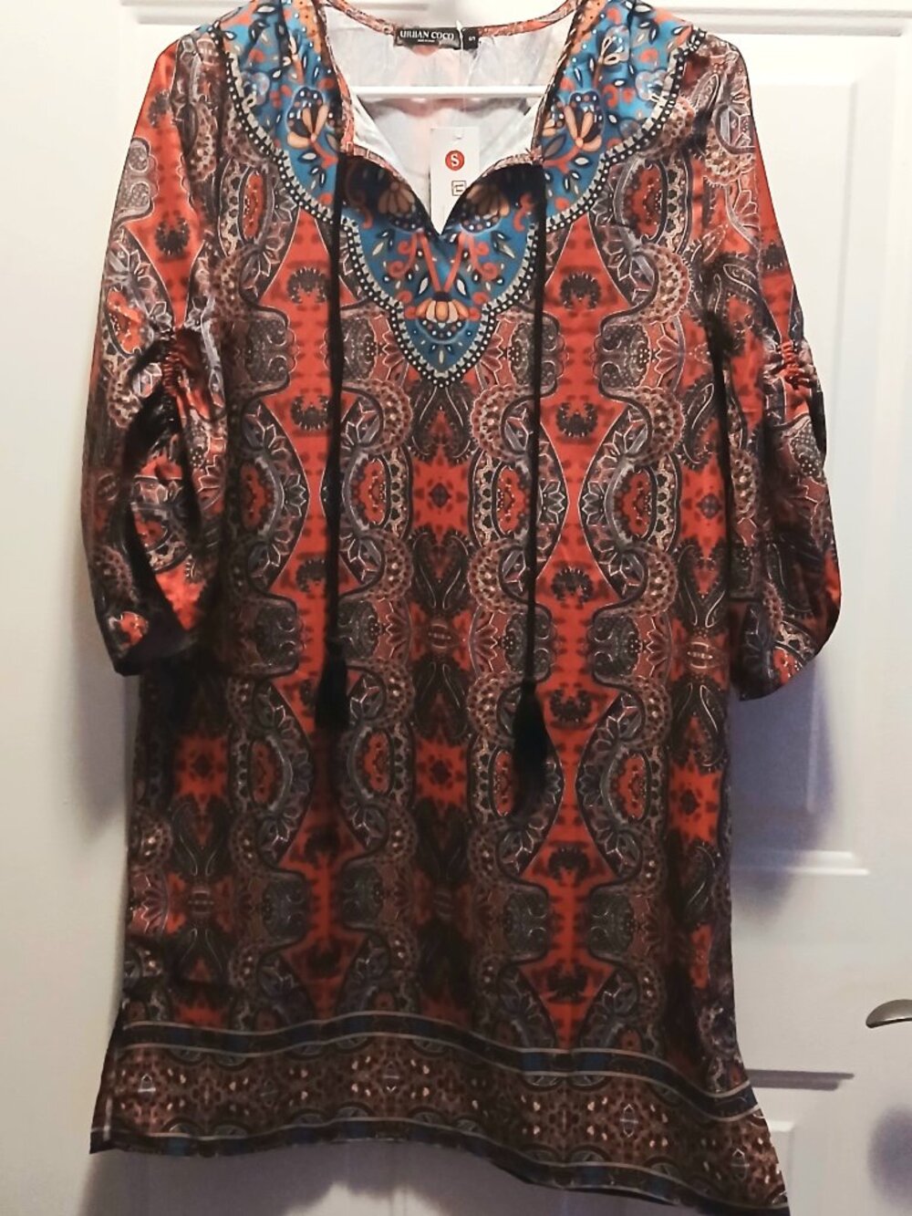 Bohemian Print Dress w/ Tassels - NWT